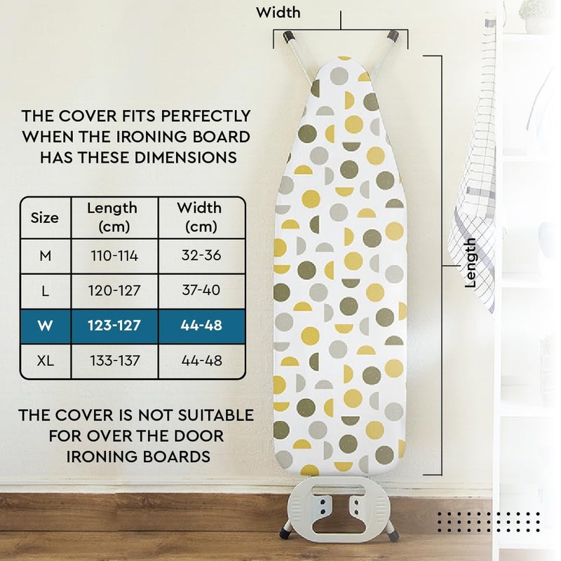 Encasa XO Ironing Board Cover and Pad 49"x18" - Thick 3mm Felt Padding, Drawstring Tightening & Lock, Easy Fit, Scorch & Stain Resistant, Fits Wide Ironing Board - Daisy Blue - Image 2